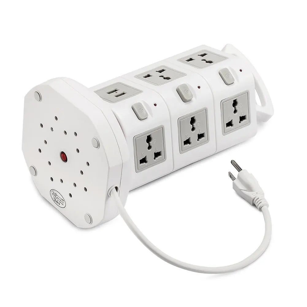 Tower Power Strip Surge Protector Vertical Multi Sockets 7/11/15/19 Way Universal Outlets Plug Socket 2 USB 3m Extention Cord