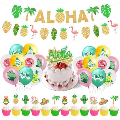 DIY Hawaiian Party Decoration Hawaii Summer Tropical Party Supplies Flamingo Decor Luau Wedding Birthday Party Accessories Aloha