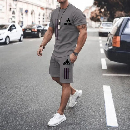 Summer Casual Jogging Pants Set Men's Two-piece Set-quick Drying