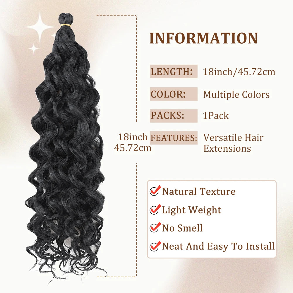 Curly Crochet Hair Extesion 18 Inch Hawaii Ocean Wave Braiding Hair Goddess Locs Synthetic Hair Boho Style Hairpiece For Women