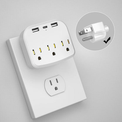 3 USB 3.4A US Plug Outlet Extender USB Wall-mounted Socket Charger