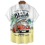 Seaside Holiday Take Men's Short Sleeve Collar Shirt New Handsome Loose Sand Beach Of Hawaii Big Yards Camisa Floral Casual