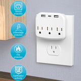 3 USB 3.4A US Plug Outlet Extender USB Wall-mounted Socket Charger