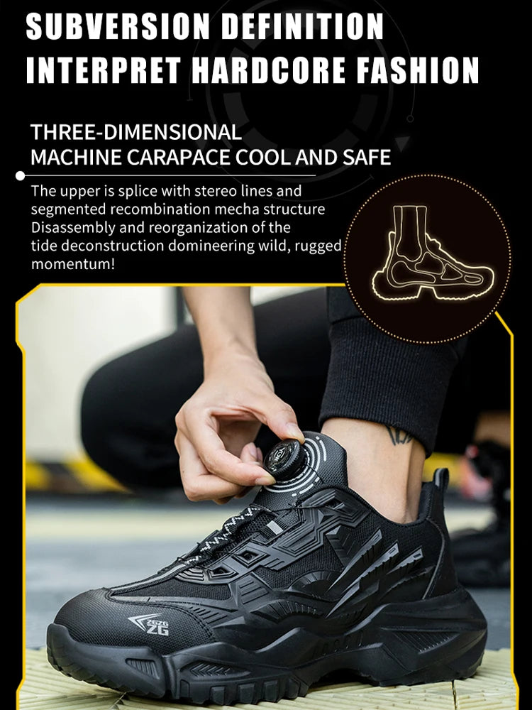 High-quality Safety Shoes Men Steel Wire Rotary Buckle Work Sneakers