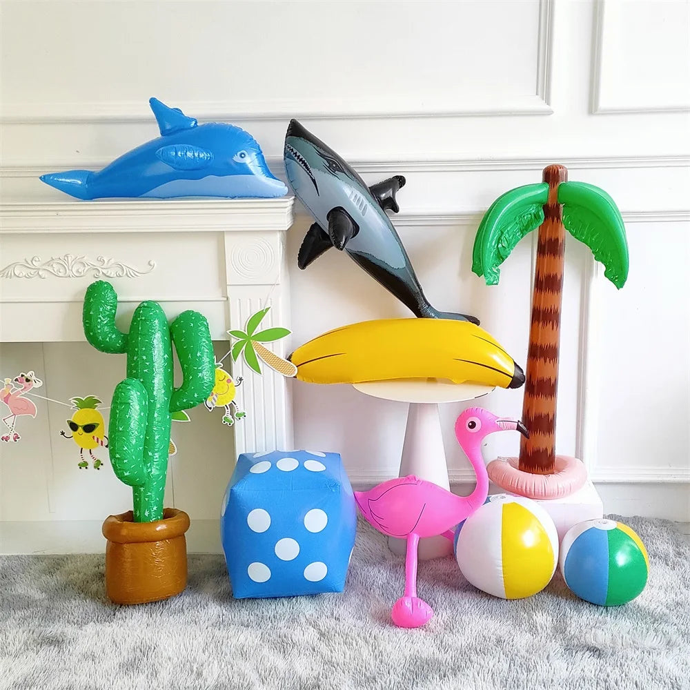 PVC Inflatable Balloon Toys Summer Swimming Pool Beach Hawaii Holiday Party Floating Toys Shark Flamingo Dolphin Palm Tree Balls