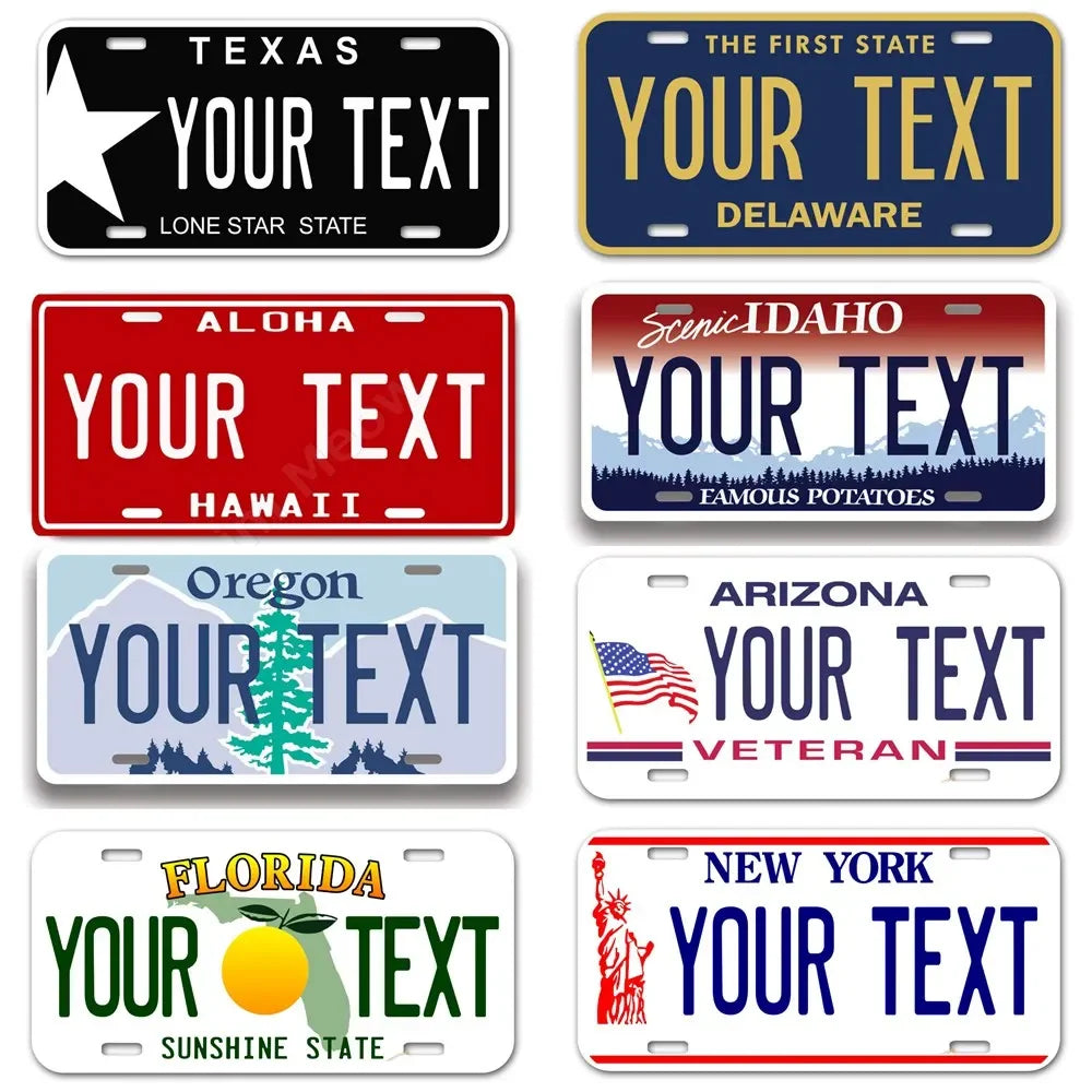 Customized Your Text Metal Plate United States