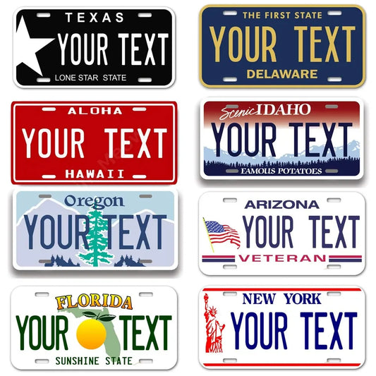 Customized Your Text Metal Plate United States