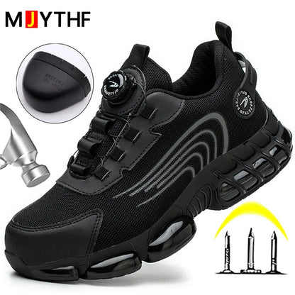 Rotating Button Safety Shoes Men Work Sneakers Indestructible Shoes Puncture-Proof Protective Shoes Work Boots Steel Toe Shoes