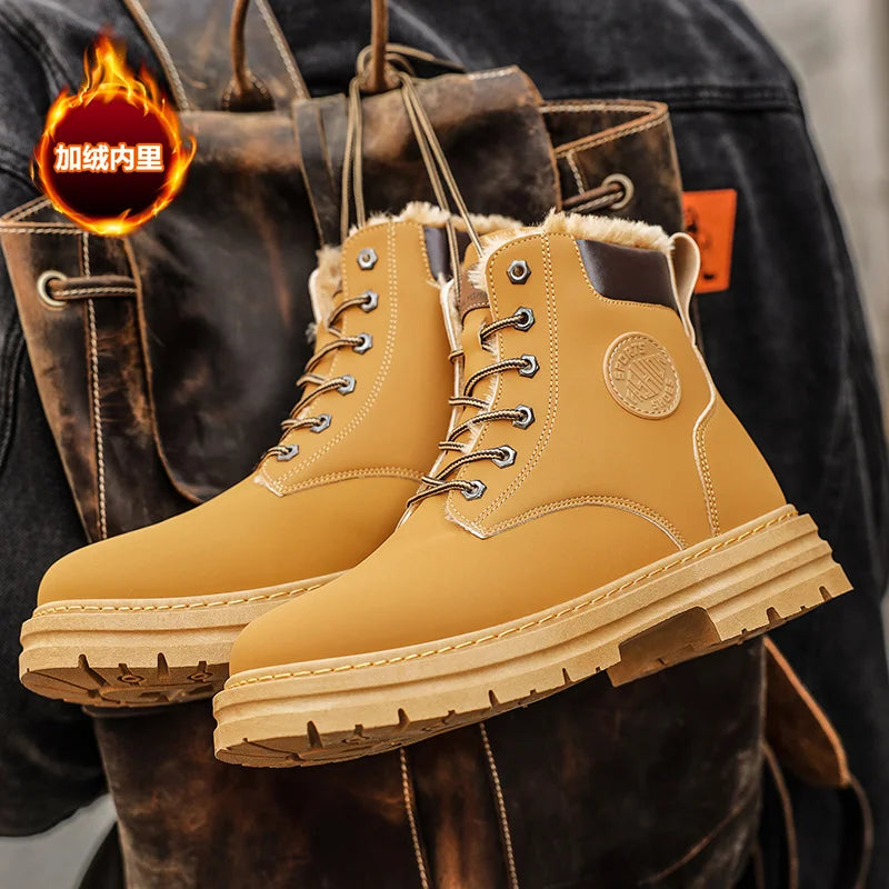 Shoes Men's Boots Martens Leather Winter Warm Shoes Cool Motorcycle Men Ankle Boots Autumn Oxfords Casual Shoes Men Zapatillas