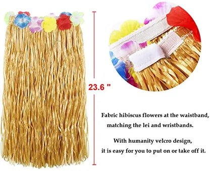 Hawaii Hula Skirt Costume Accessory Kit 8 Pack Eye Catching Short Length Perfect for Parties Holidays Decorations