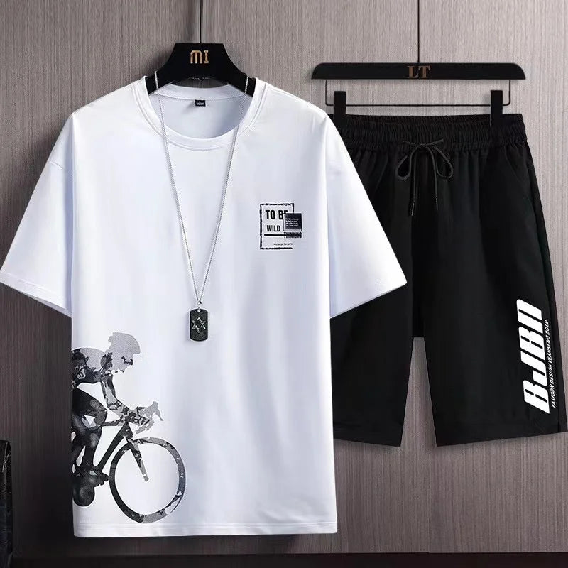 Summer Men's Tracksuit 2 Piece Set Fashion Clothing