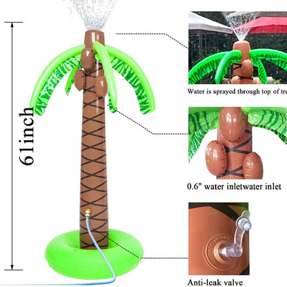 Hawaii Theme Giant Inflatable Coconut Palm Tree Water Spray Summer Beach Hawaiian Aloha Luau Birthday Party Decor Kids Gift Toys