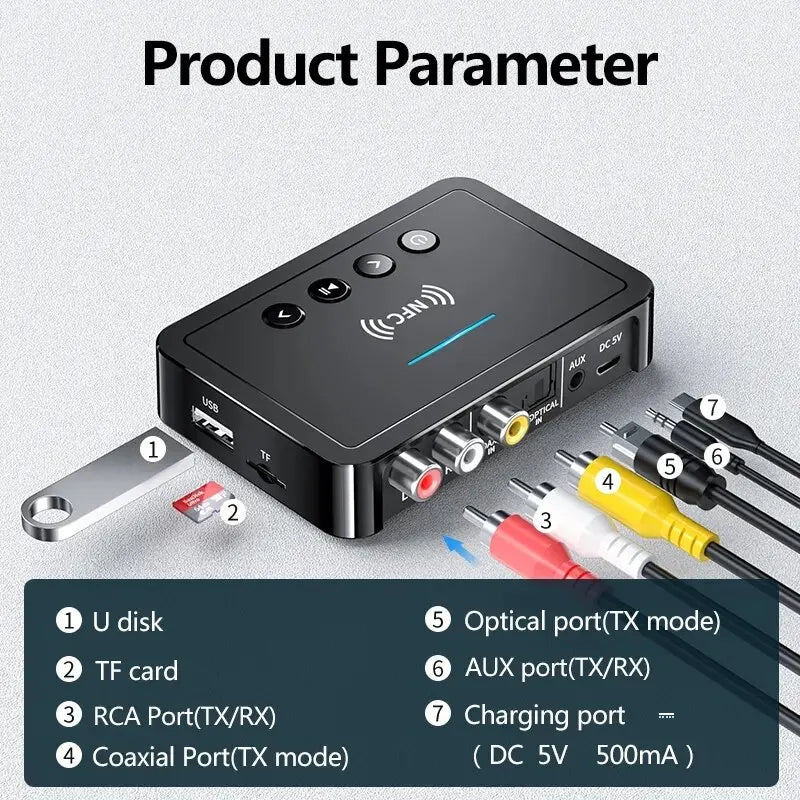 Bluetooth 5.0 Receiver Transmitter FM Stereo AUX 3.5mm