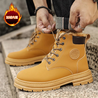 Shoes Men's Boots Martens Leather Winter Warm Shoes Cool Motorcycle Men Ankle Boots Autumn Oxfords Casual Shoes Men Zapatillas