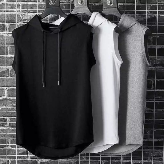 Men Women Hooded Tank Top Vest Sportswear Sleeveless Shirt Hoodie