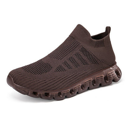 Casual Solid Color Flying Woven Sports Shoes Men And Women Sneakers