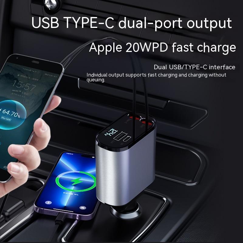 Fast Charging Car Cigarette Lighter USB And TYPE-C Adapter